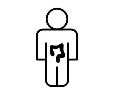 Icon in vereinfachter Form des Darmes eines Menschen