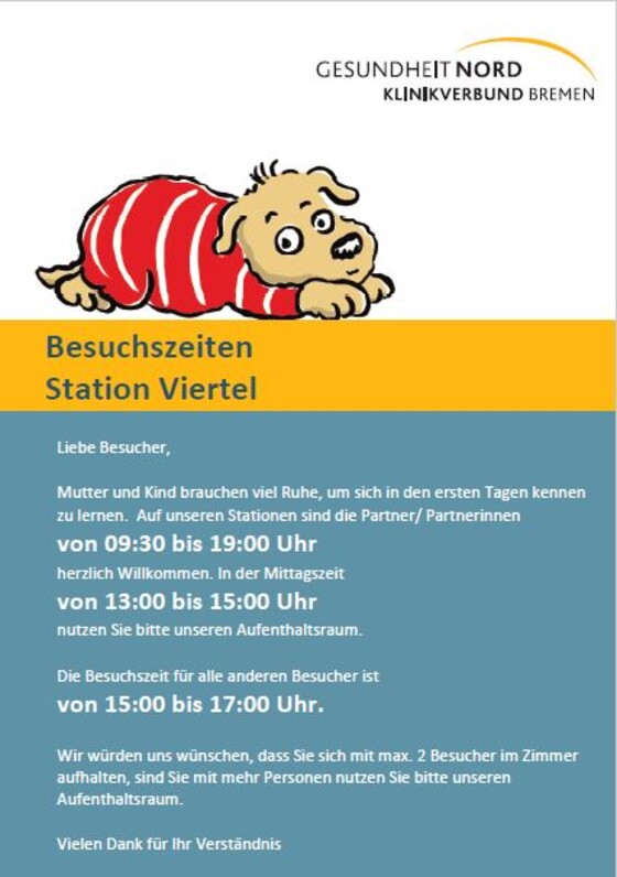 Bild vom Plakat mit den Besuchszeiten der Station Viertel