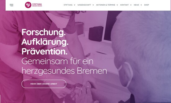 Foto der Webseite der Stiftung Bremer Herzen