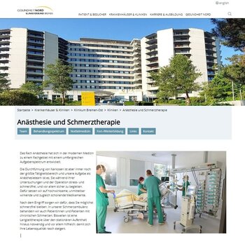 Foto der Homepage der Anästhesie im KBO