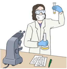 Eine gezeichnete Laborassistentin